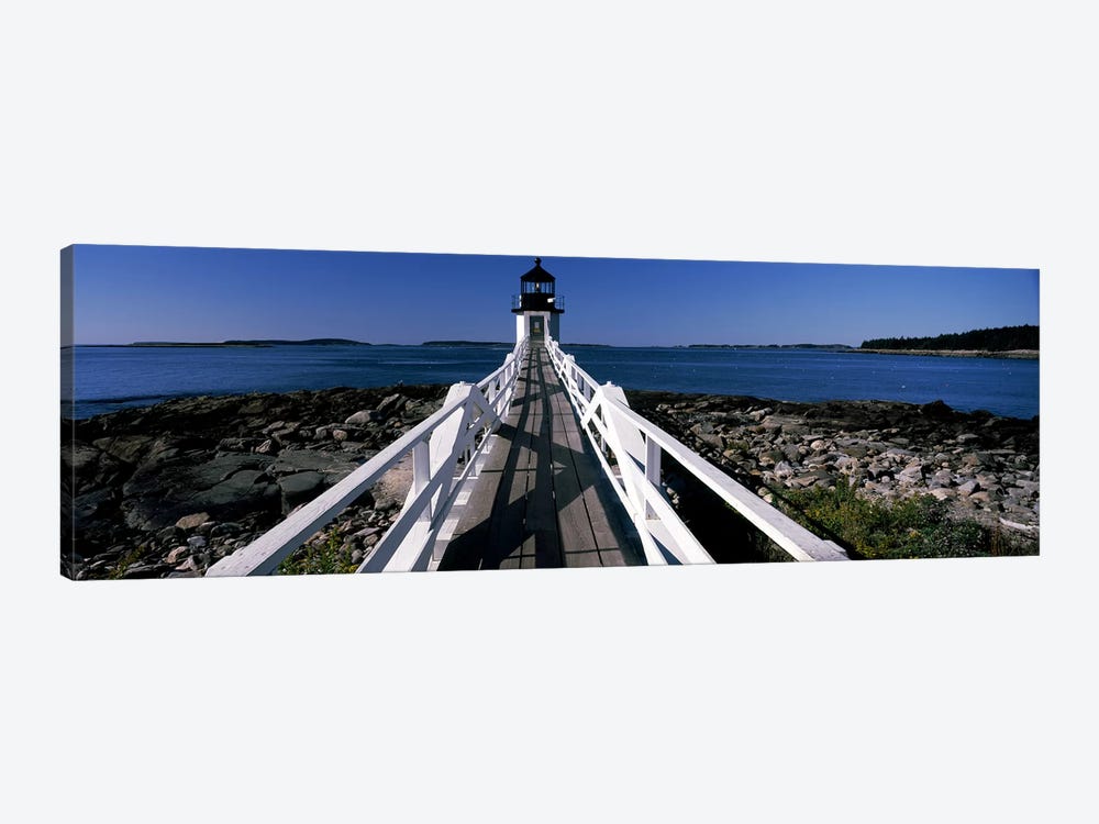 Lighthouse on the coastMarshall Point Lighthouse, built, rebuilt 1858, Port Clyde, Maine, USA by Panoramic Images 1-piece Canvas Artwork