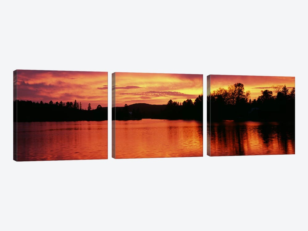 Lake at sunset, Vermont, USA by Panoramic Images 3-piece Canvas Artwork