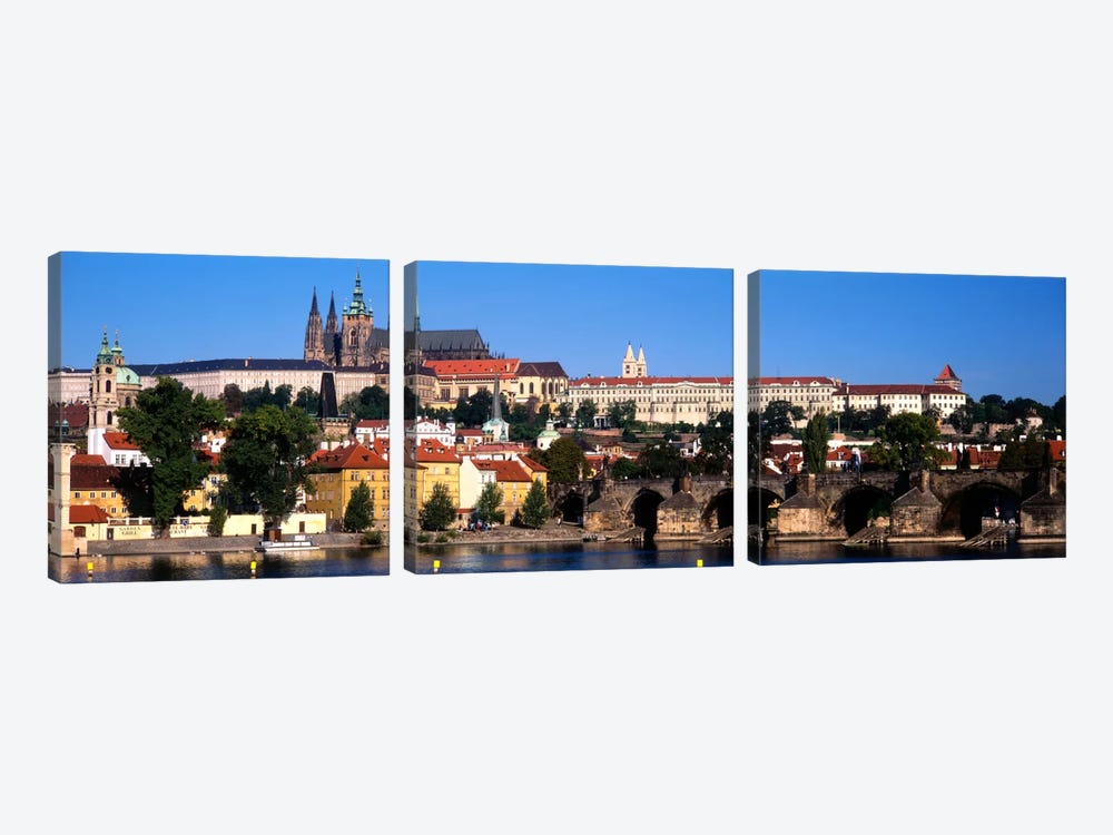 Prague Castle As Seen From The Banks Of The Vltava River, Prague, Czech Republic by Panoramic Images 3-piece Canvas Print