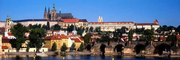 Prague Castle As Seen From The Banks Of The Vltava River, Prague, Czech Republic