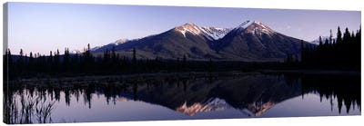 Mountain Landscape And Its Reflection, Banff, Alberta, Canada Canvas Art Print - Canada Art