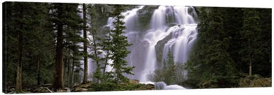 Waterfall in a forest, Banff, Alberta, Canada Canvas Art Print - Nature Panoramics