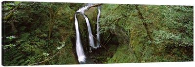 High angle view of a waterfall in a forest, Triple Falls, Columbia River Gorge, Oregon, USA Canvas Art Print - Oregon Art
