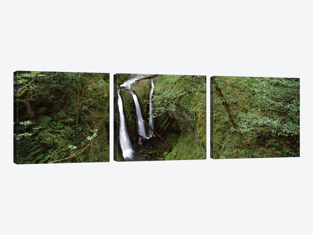 High angle view of a waterfall in a forest, Triple Falls, Columbia River Gorge, Oregon, USA by Panoramic Images 3-piece Canvas Print