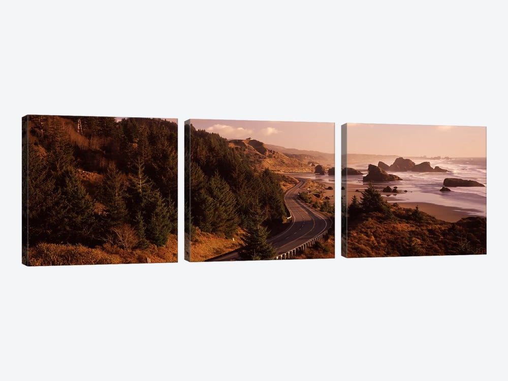 Coastal Landscape Along U.S. Route 101, Oregon, USA by Panoramic Images 3-piece Canvas Art
