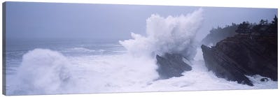 Crashing Waves Along The Coast, Shore Acres State Park, Coos County, Oregon, USA Canvas Art Print
