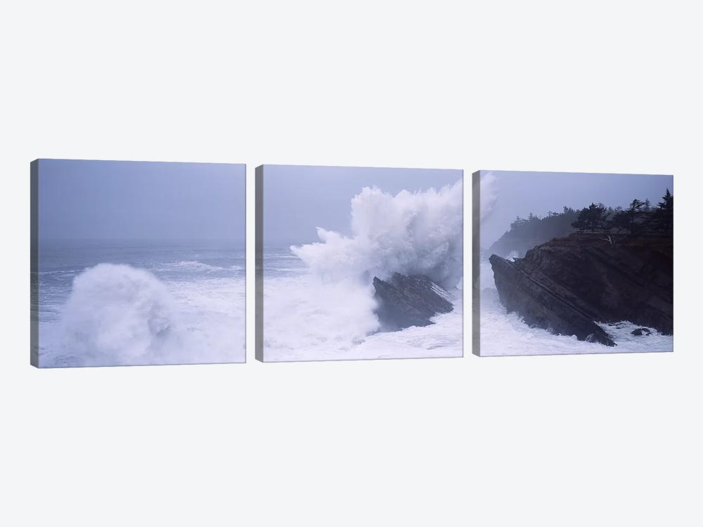 Crashing Waves Along The Coast, Shore Acres State Park, Coos County, Oregon, USA by Panoramic Images 3-piece Art Print