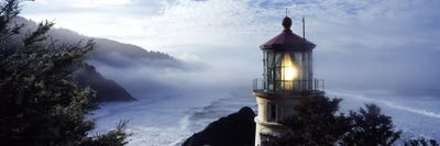 Foggy Day At Heceta Head Lighthouse State Scenic Viewpoint, Lane County, Oregon, USA by Panoramic Images canvas print