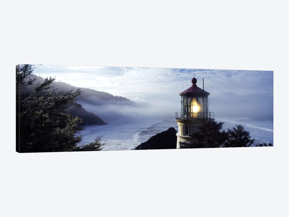 Foggy Day At Heceta Head Lighthouse State Scenic Viewpoint, Lane County, Oregon, USA by Panoramic Images 1-piece Canvas Wall Art