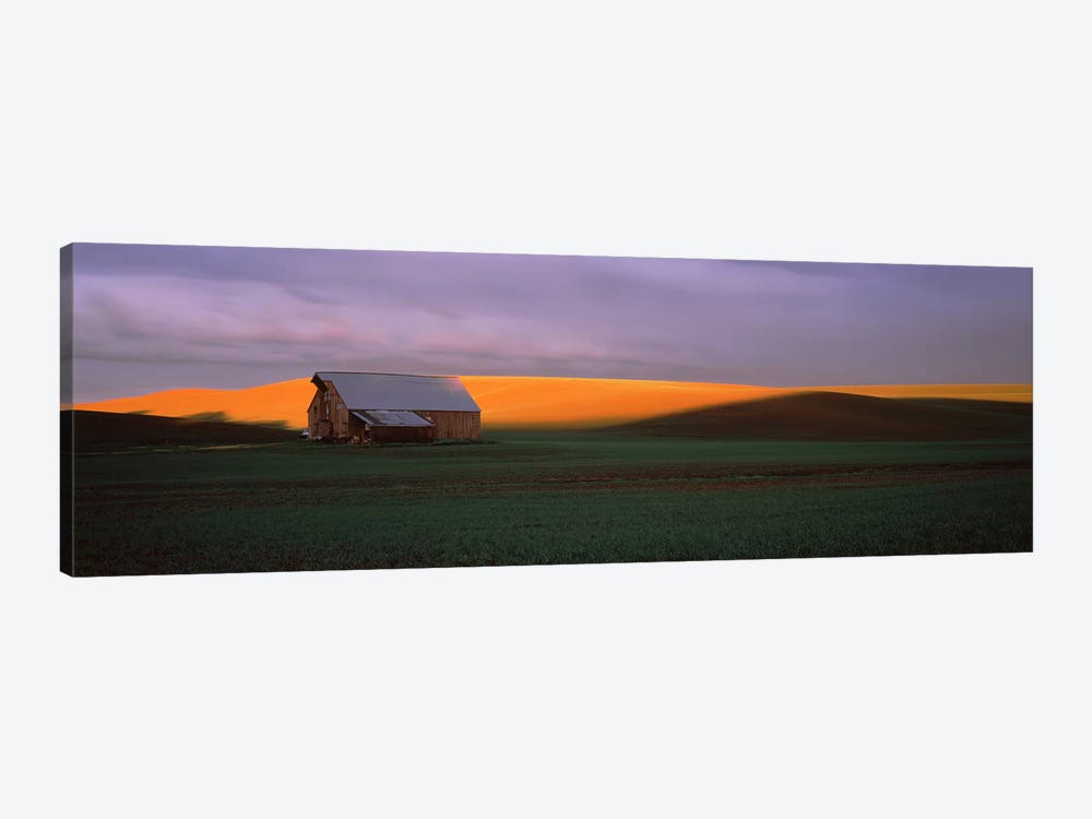 Barn in a field at sunset, Palouse, Whitman County, Washington State, USA by Panoramic Images 1-piece Canvas Art Print
