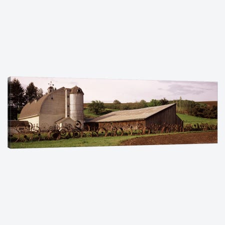 Old barn with a fence made of wheels, Palouse, Whitman County, Washington State, USA Canvas Print #PIM7526} by Panoramic Images Canvas Print