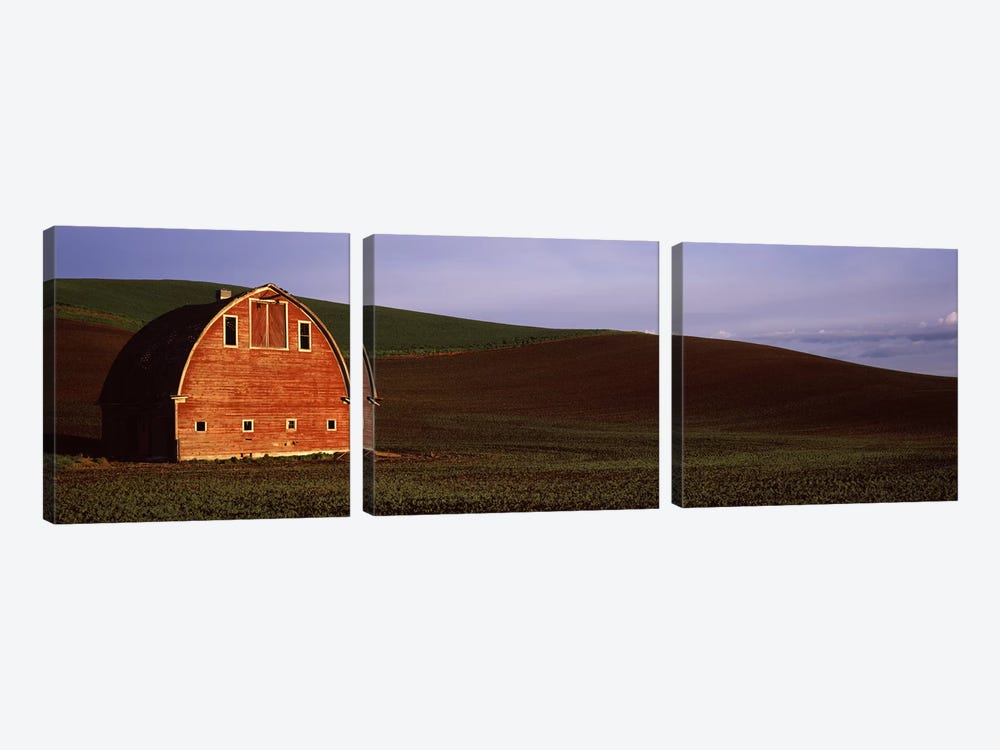 Barn in a field at sunset, Palouse, Whitman County, Washington State, USA #2 by Panoramic Images 3-piece Art Print