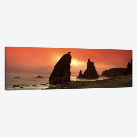 Silhouette of seastacks at sunset, Olympic National Park, Washington State, USA Canvas Print #PIM7534} by Panoramic Images Canvas Artwork