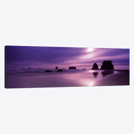Silhouette of seastacks at sunset, Second Beach, Washington State, USA Canvas Print #PIM7535} by Panoramic Images Canvas Artwork