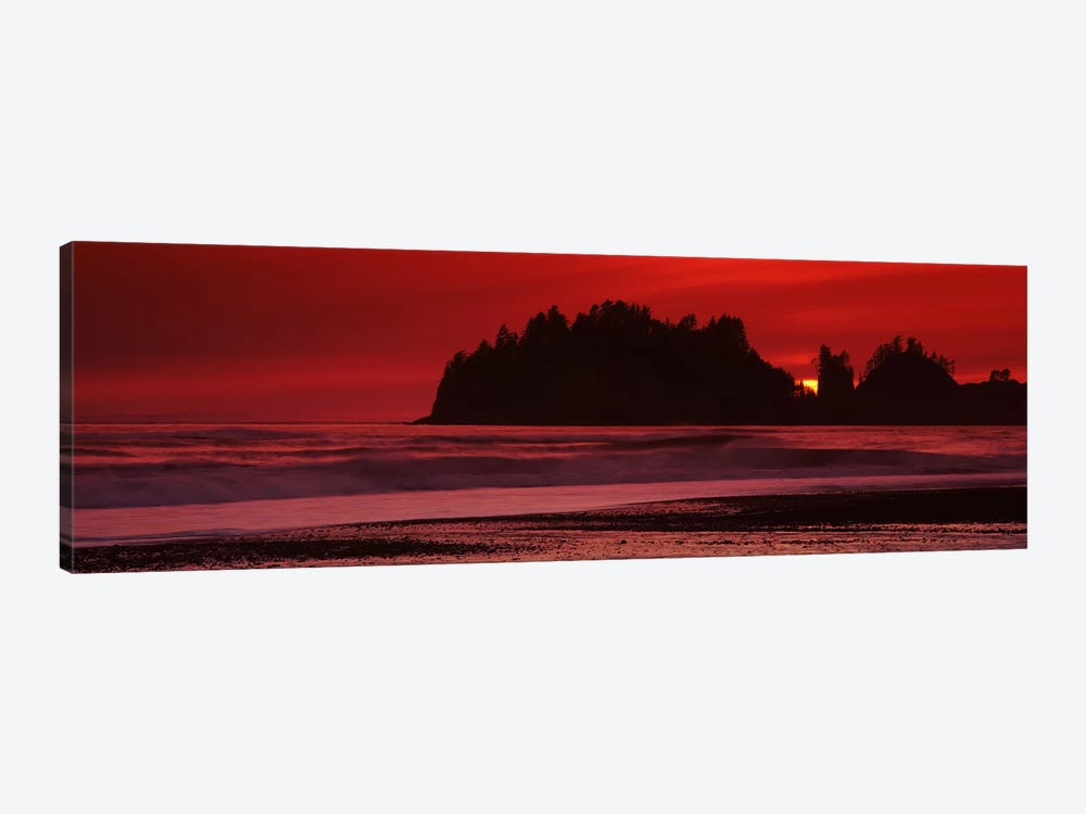 Silhouette of seastacks at sunset, Second Beach, Washington State, USA #2 by Panoramic Images 1-piece Art Print