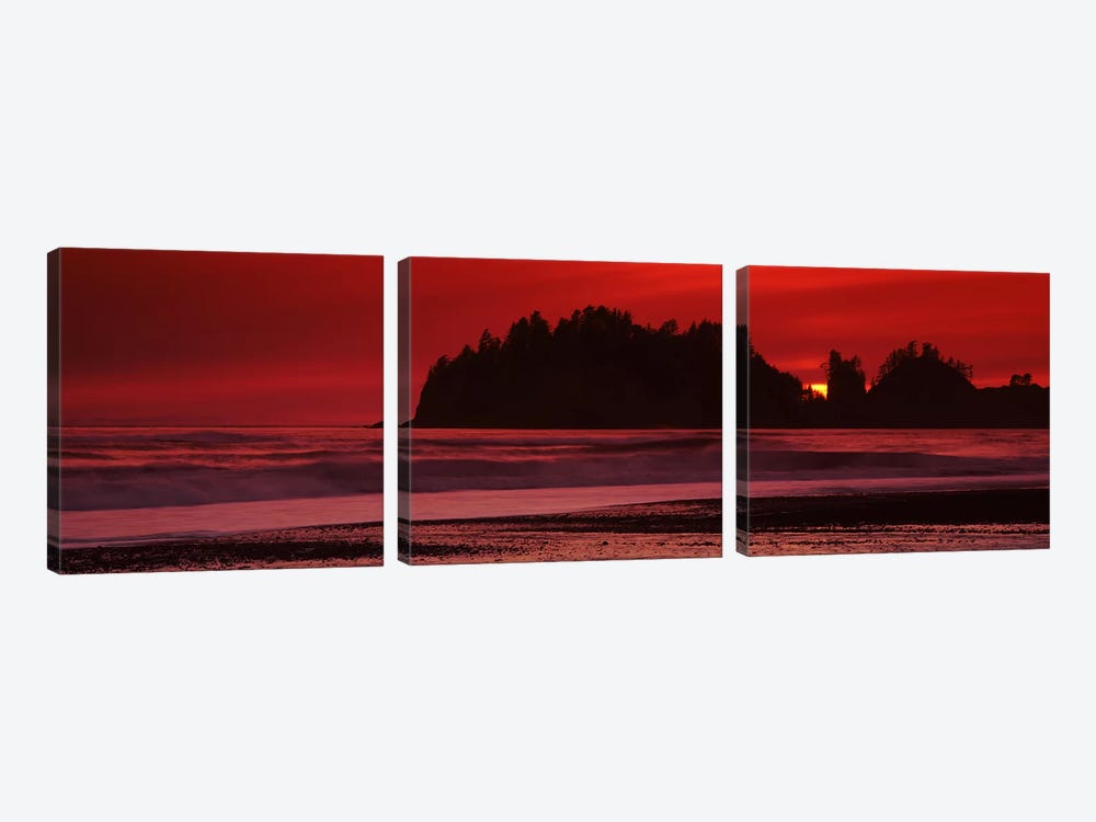 Silhouette of seastacks at sunset, Second Beach, Washington State, USA #2 by Panoramic Images 3-piece Art Print