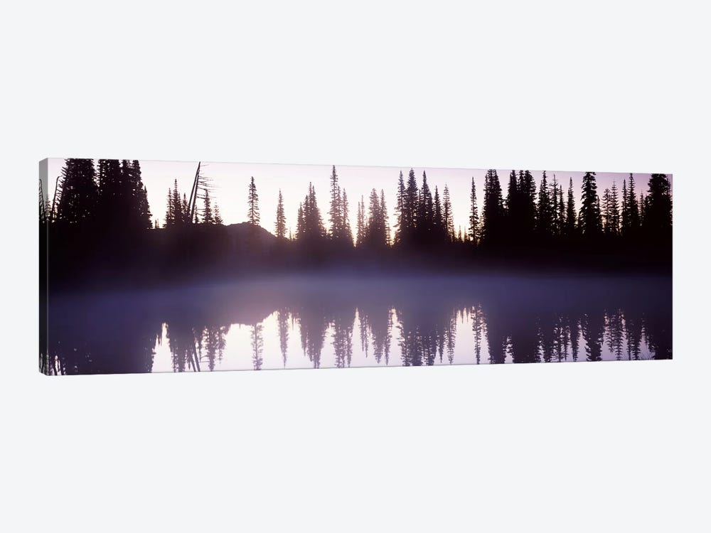 Reflection of trees in a lake, Mt Rainier, Pierce County, Washington State, USA by Panoramic Images 1-piece Canvas Print