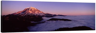 Sea of clouds with mountains in the background, Mt Rainier, Pierce County, Washington State, USA Canvas Art Print - Winter Art