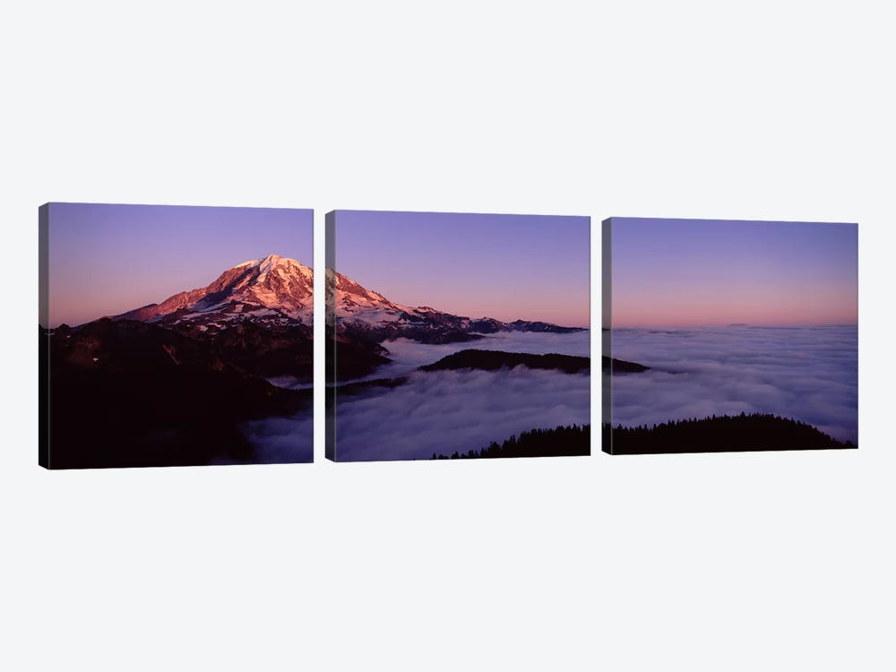 Sea of clouds with mountains in the background, Mt Rainier, Pierce County, Washington State, USA by Panoramic Images 3-piece Canvas Wall Art