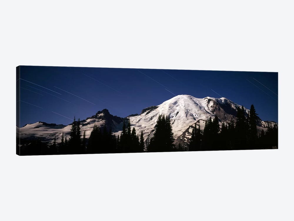 Star trails over mountains, Mt Rainier, Washington State, USA by Panoramic Images 1-piece Canvas Wall Art