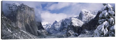 Cloudy Winter Landscape, Yosemite Valley, Yosemite National Park, California, USA Canvas Art Print - Snowscape Art