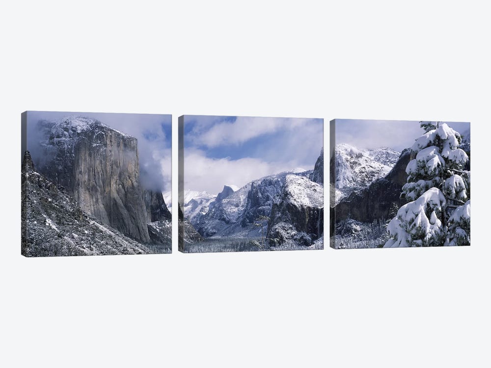 Cloudy Winter Landscape, Yosemite Valley, Yosemite National Park, California, USA by Panoramic Images 3-piece Canvas Artwork