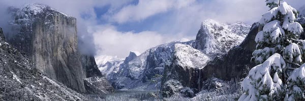 Snowy Mountains: Cloudy Winter Landscape, Yosemite Valley, Yosemite National Park, California, USA by Panoramic Images