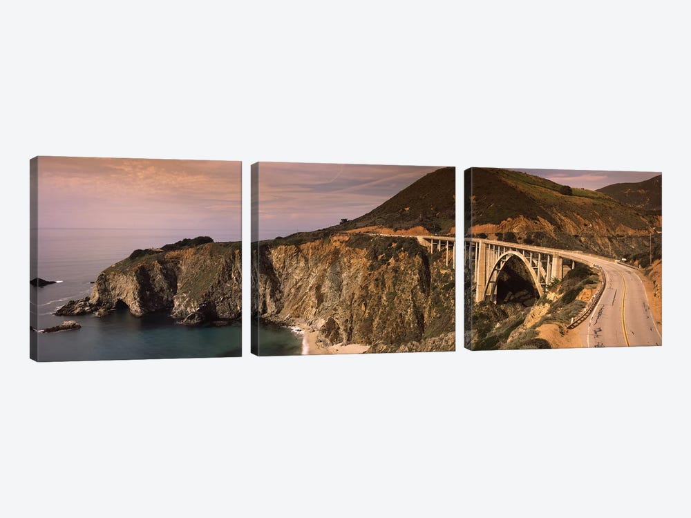 Coastal Landscape Featuring Bixby Creek Bridge, Big Sur, Monterey County, California, USA by Panoramic Images 3-piece Canvas Art