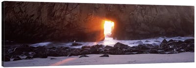 Magical Keyhole Sunset, Keyhole Rock, Pfeiffer Beach, Big Sur, California, USA Canvas Art Print - Big Sur Art