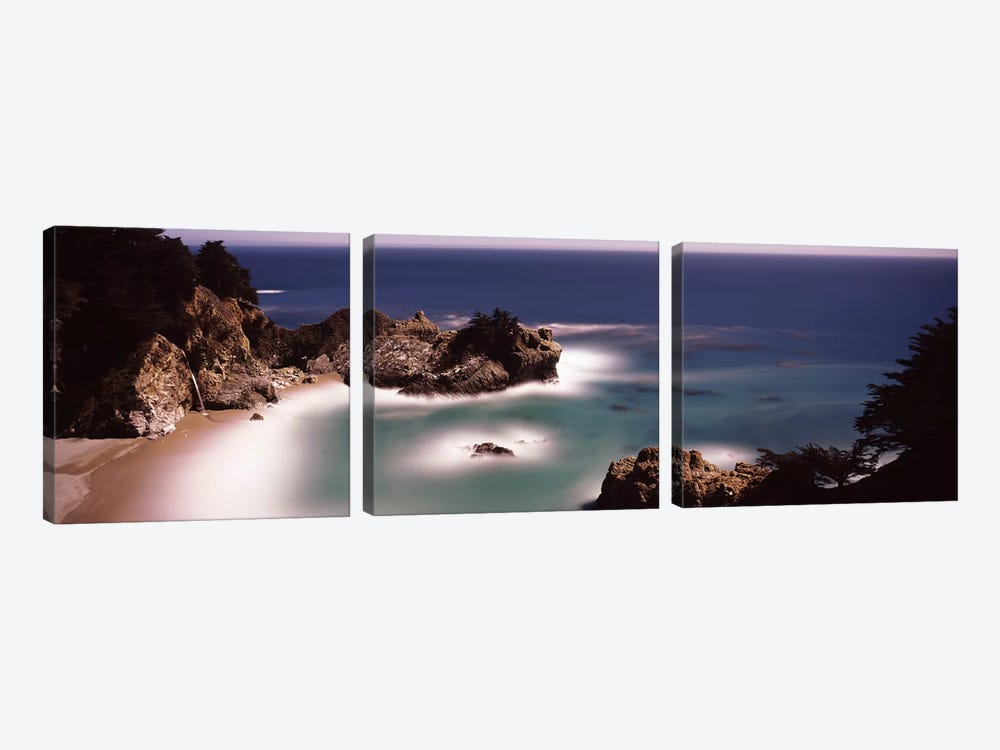 High-Angle View Of McWay Cove & McWay Falls, Julia Pfeiffer Burns State Park, Monterey County, California, USA by Panoramic Images 3-piece Canvas Print