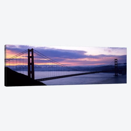 Silhouette of a suspension bridge at dusk, Golden Gate Bridge, San Francisco, California, USA Canvas Print #PIM7574} by Panoramic Images Canvas Wall Art