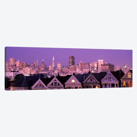 Skyscrapers lit up at night in a city, San Francisco, California, USA Canvas Print #PIM7588} by Panoramic Images Canvas Art
