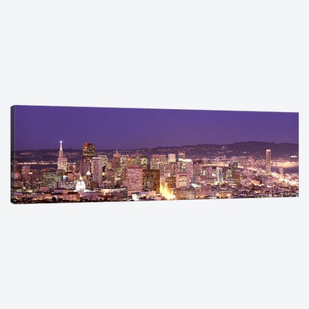 High angle view of a city at dusk, San Francisco, California, USA Canvas Print #PIM7591} by Panoramic Images Canvas Print