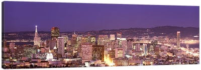 High angle view of a city at dusk, San Francisco, California, USA Canvas Art Print - San Francisco Skylines