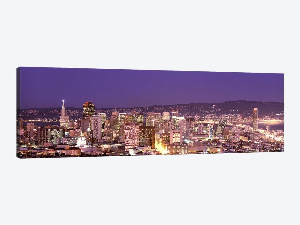 High angle view of a city at dusk, San Francisco, California, USA by Panoramic Images 1-piece Canvas Artwork