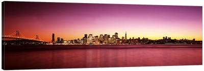 Buildings at the waterfront, Bay Bridge, San Francisco Bay, San Francisco, California, USA Canvas Art Print - San Francisco Skylines