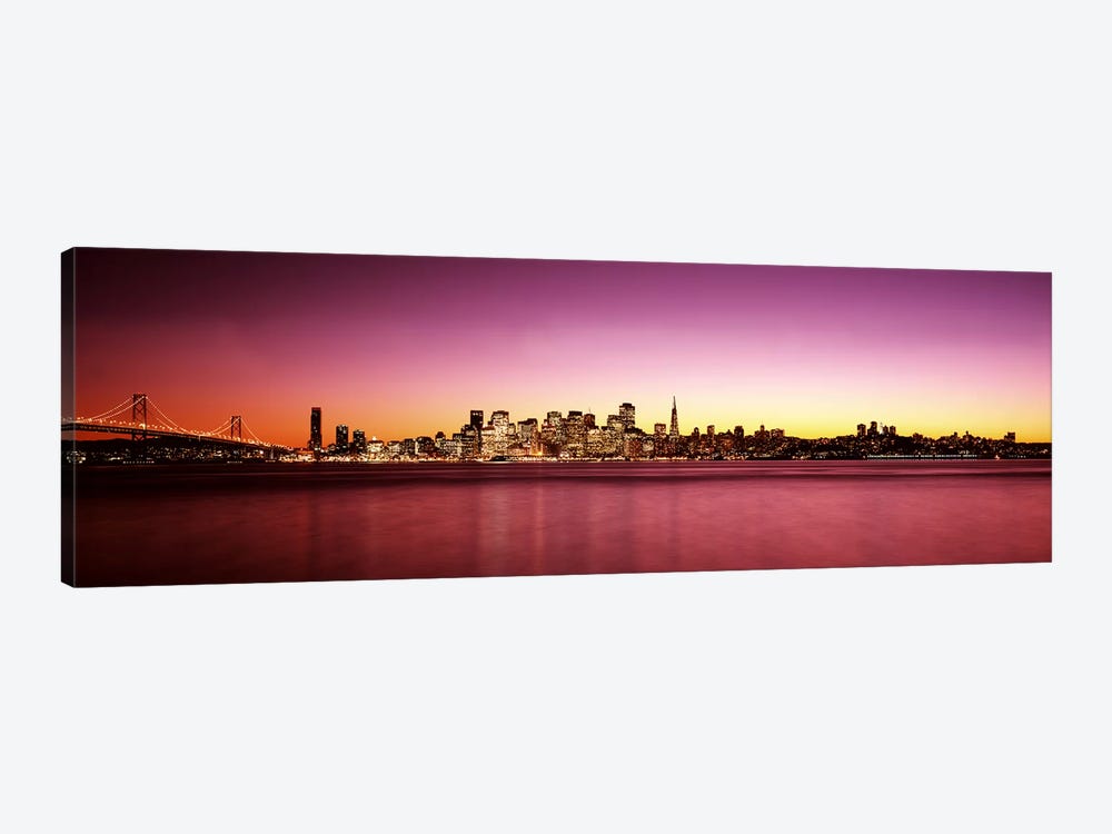 Buildings at the waterfront, Bay Bridge, San Francisco Bay, San Francisco, California, USA by Panoramic Images 1-piece Canvas Wall Art