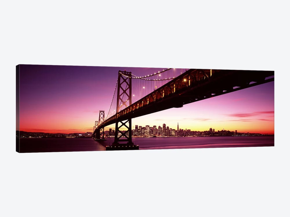 Bridge across a bay with city skyline in the background, Bay Bridge, San Francisco Bay, San Francisco, California, USA by Panoramic Images 1-piece Canvas Wall Art