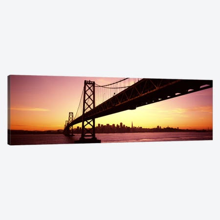 Bridge across a bay with city skyline in the backgroundBay Bridge, San Francisco Bay, San Francisco, California, USA Canvas Print #PIM7598} by Panoramic Images Art Print
