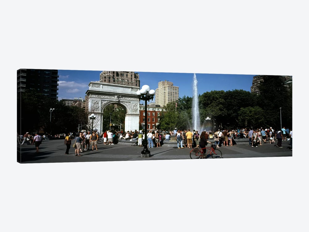 Tourists at a park, Washington Square Arch, Washington Square Park, Manhattan, New York City, New York State, USA by Panoramic Images 1-piece Canvas Art Print