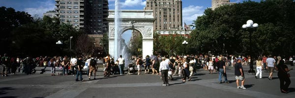 Arches: Tourists at a parkWashington Square Arch, Washington Square Park, Manhattan, New York City, New York State, USA by Panoramic Images