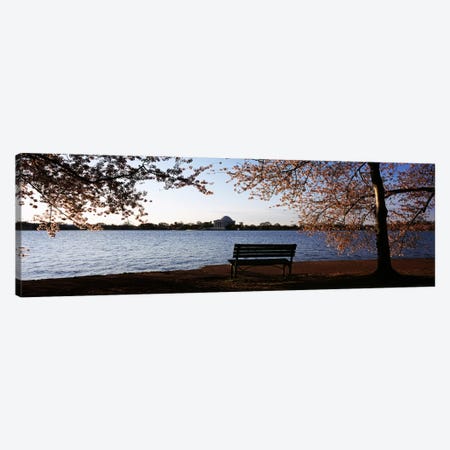 Park bench with a memorial in the background, Jefferson Memorial, Tidal Basin, Potomac River, Washington DC, USA Canvas Print #PIM7653} by Panoramic Images Canvas Wall Art