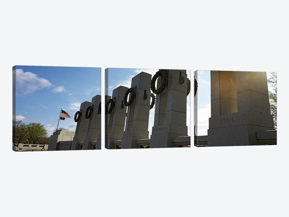 Colonnade in a war memorial, National World War II Memorial, Washington DC, USA by Panoramic Images 3-piece Art Print