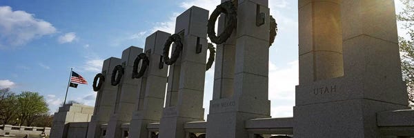 Washington, D.C.: Colonnade in a war memorial, National World War II Memorial, Washington DC, USA by Panoramic Images