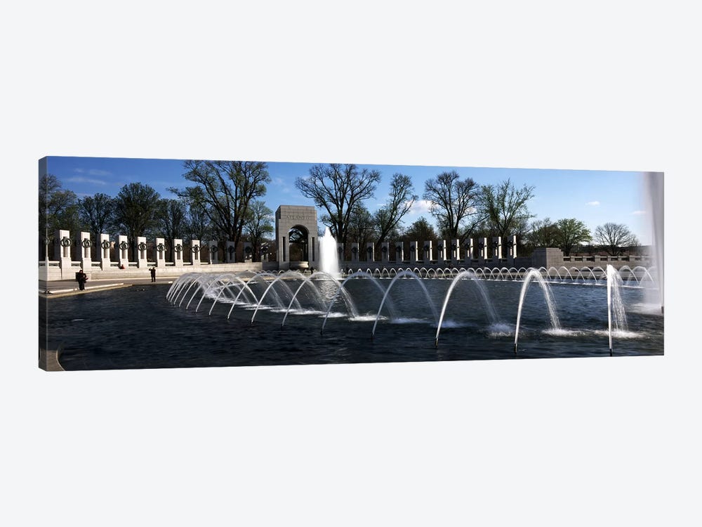 Fountains at a war memorial, National World War II Memorial, Washington DC, USA by Panoramic Images 1-piece Canvas Artwork