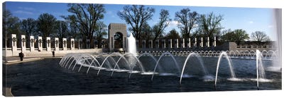 Fountains at a war memorial, National World War II Memorial, Washington DC, USA Canvas Art Print - Fountain Art