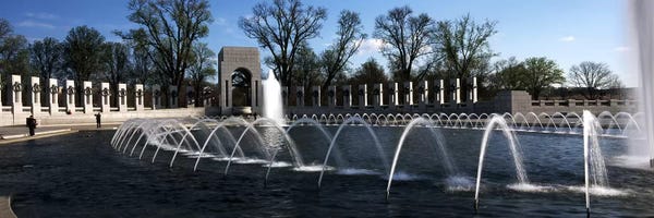 Fountains at a war memorial, National World War II Memorial, Washington DC, USA