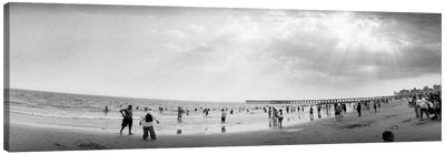 Tourists on the beach, Coney Island, Brooklyn, New York City, New York State, USA Canvas Art Print