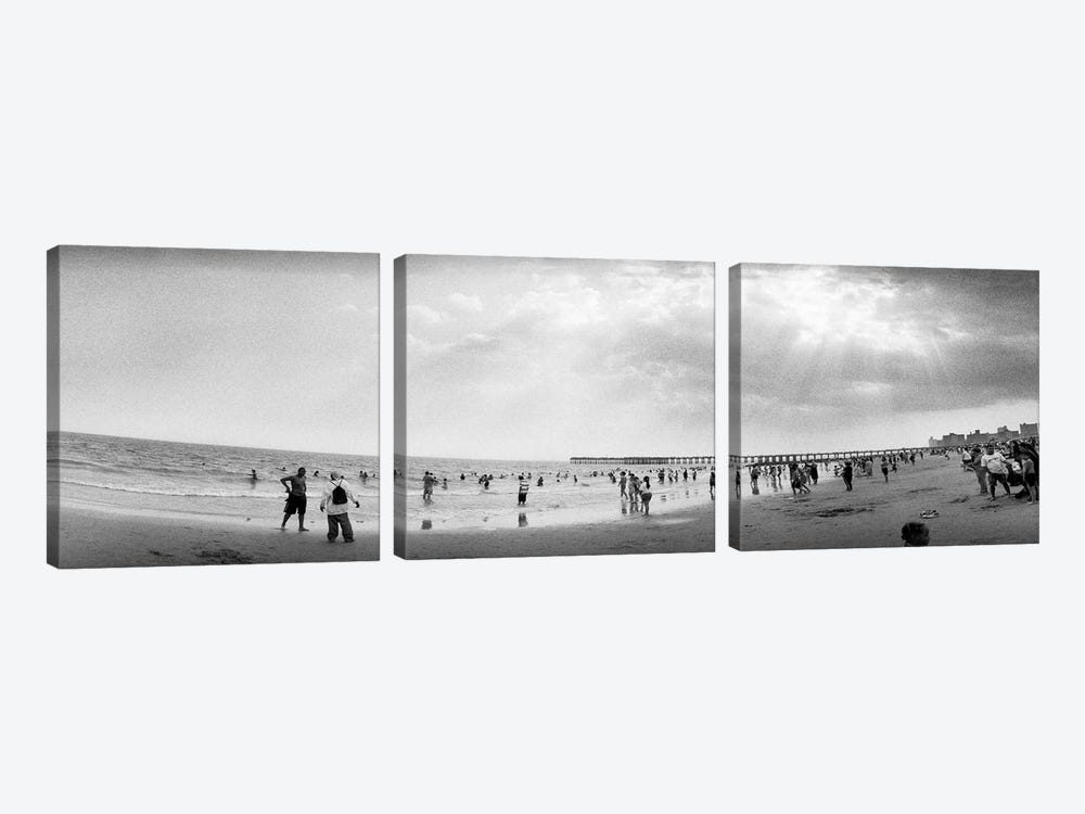 Tourists on the beach, Coney Island, Brooklyn, New York City, New York State, USA by Panoramic Images 3-piece Art Print
