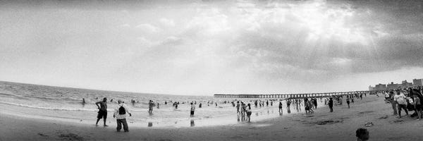 Brooklyn: Tourists on the beach, Coney Island, Brooklyn, New York City, New York State, USA by Panoramic Images